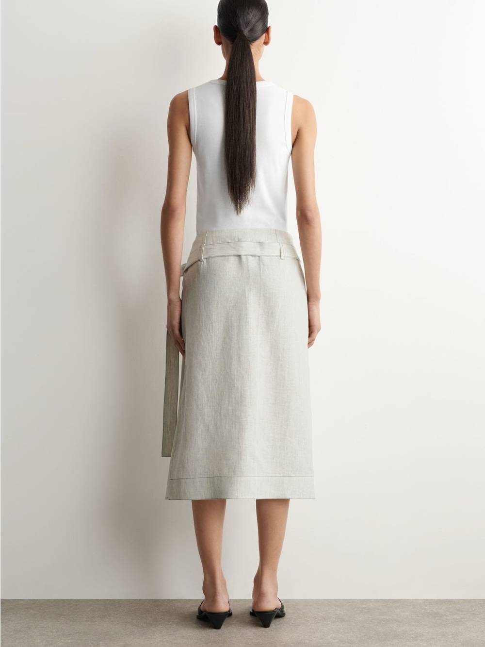 NWT (size 2) COS BELTED PLEATED LINEN MIDI SKIRT - Picture 4 of 9